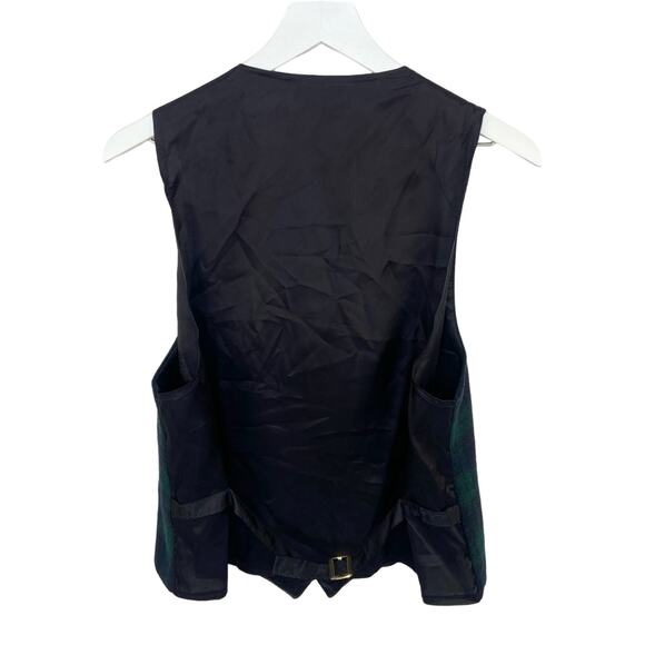 Vintage Streetwear Wool Blend Green Plaid Vest - Women's Size L - Picture 2 of 4